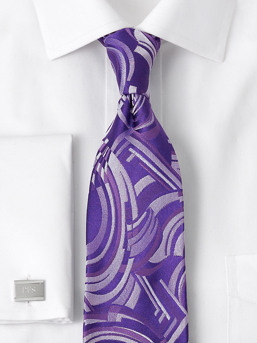 Corbata de seda abstracta púrpura Elegancia tejida Arte en seda Un toque de sofisticación